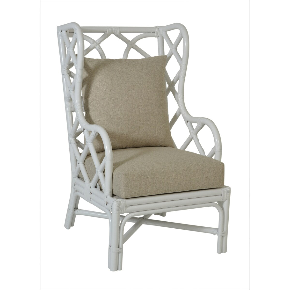 White Rattan Wingback Chair by East at Main - 25" W x 31.5" D x 44" H