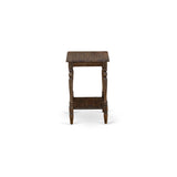 East West Furniture 3-Pc Bed Set with Frame and 2 Distressed Jacobean Modern Nightstands - Dark Brown Pu leather and Black Legs