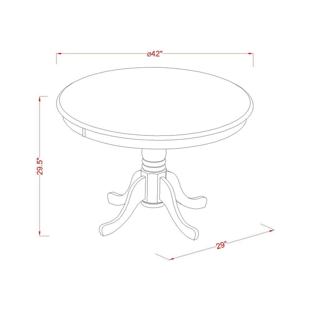 East West Furniture 3 Piece Dining Set- a Dining Table with Pedestal and 2 Chairs, Mahogany(Seat Type Options)