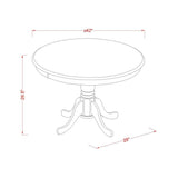 East West Furniture 3 Piece Dining Set- a Dining Table with Pedestal and 2 Chairs, Mahogany(Seat Type Options)