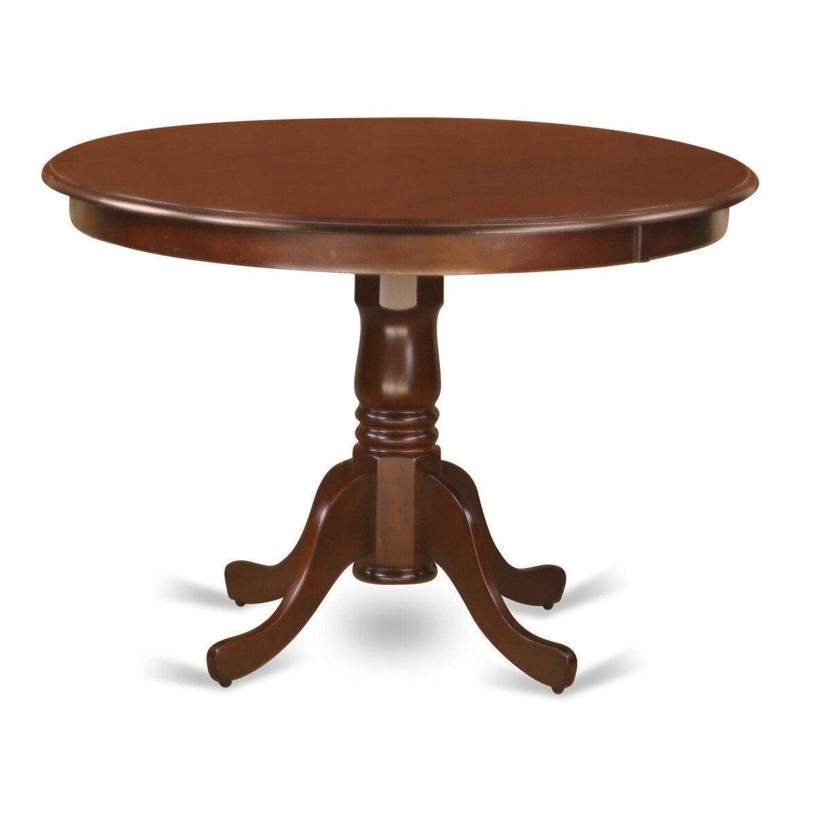 East West Furniture 3 Piece Dining Set- a Dining Table with Pedestal and 2 Chairs, Mahogany(Seat Type Options)