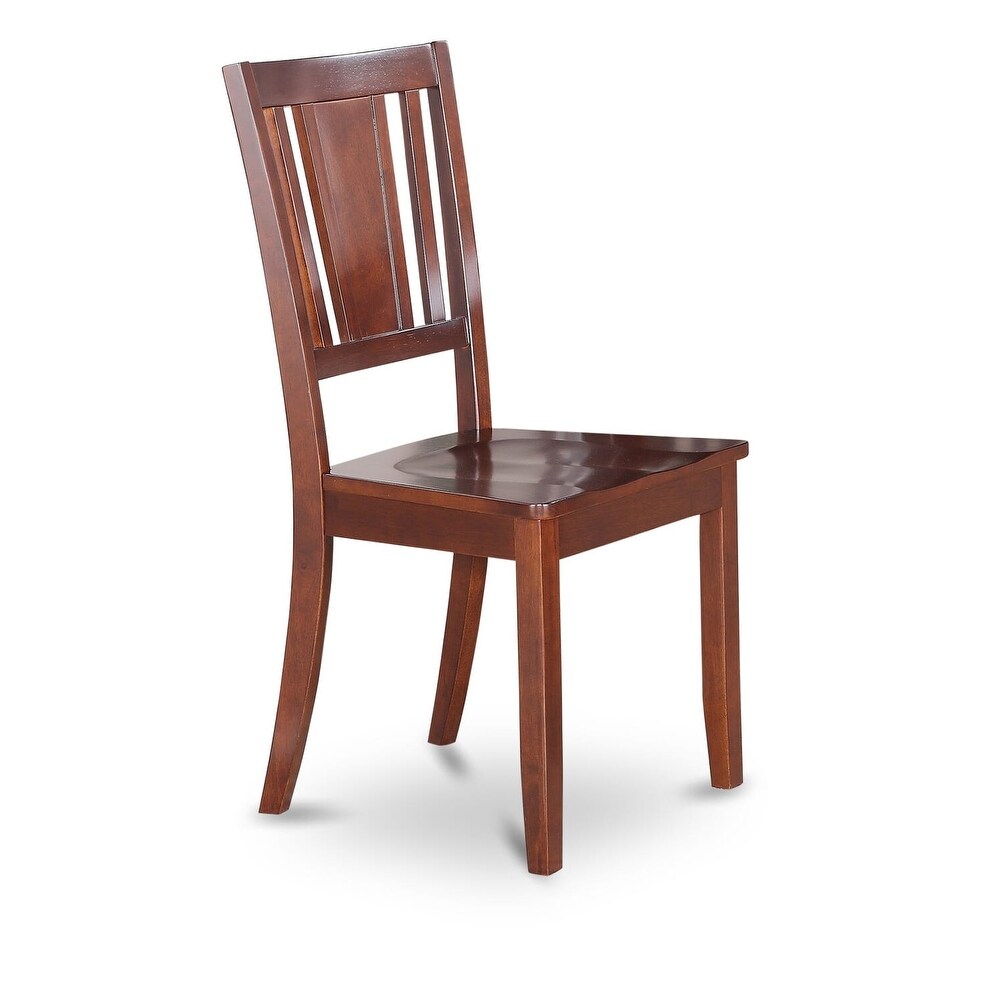 East West Furniture 3 Piece Dining Set- a Dining Table with Pedestal and 2 Chairs, Mahogany(Seat Type Options)