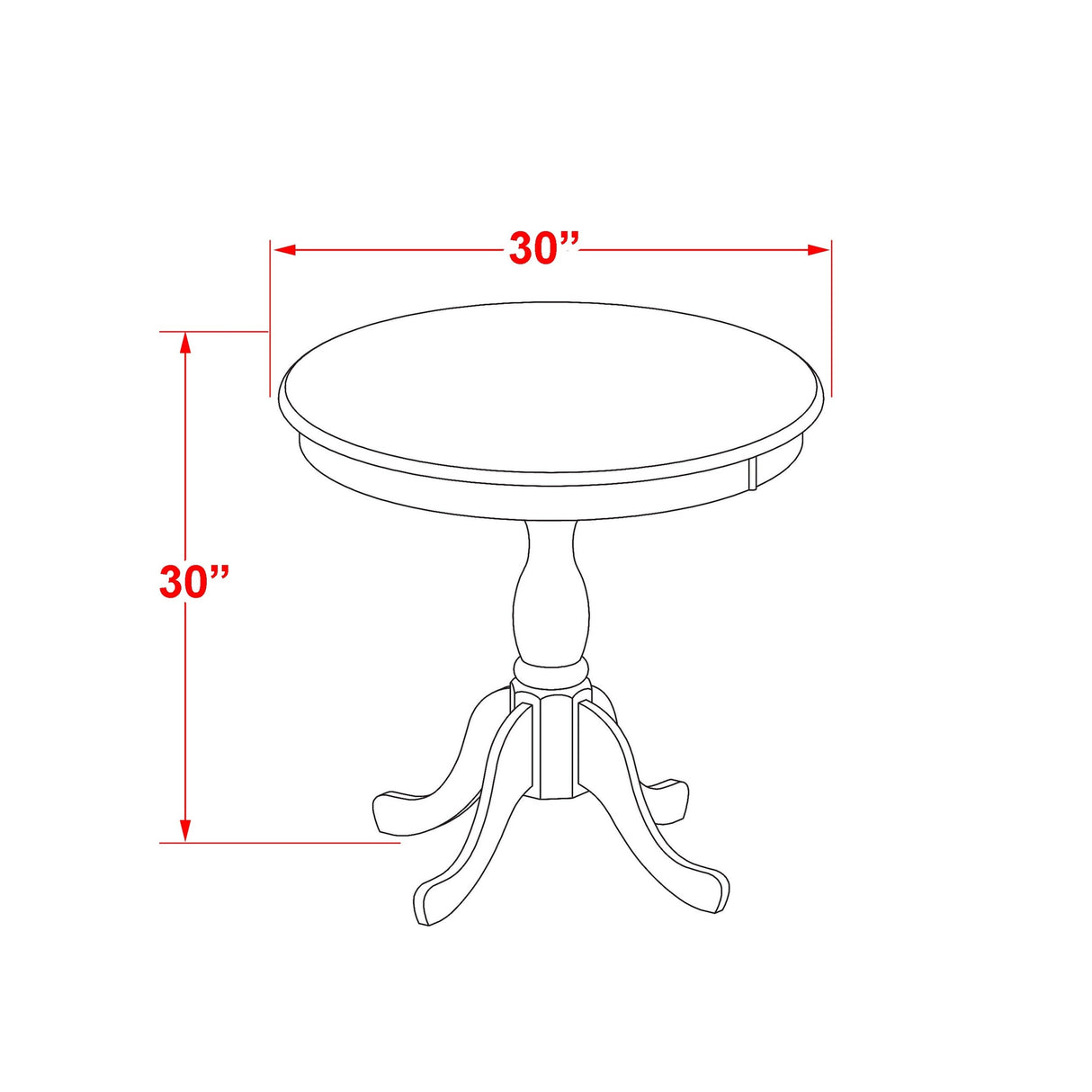East West Furniture 3 Piece Kitchen Table Set - a Round Dining Table and 2 Upholstered Chairs, (Finish Options)