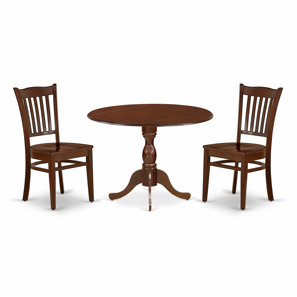East West Furniture 3 Piece Kitchen Table Set Contains a Round Dining Room Table and 2 Dining Chairs,(Finish Options)