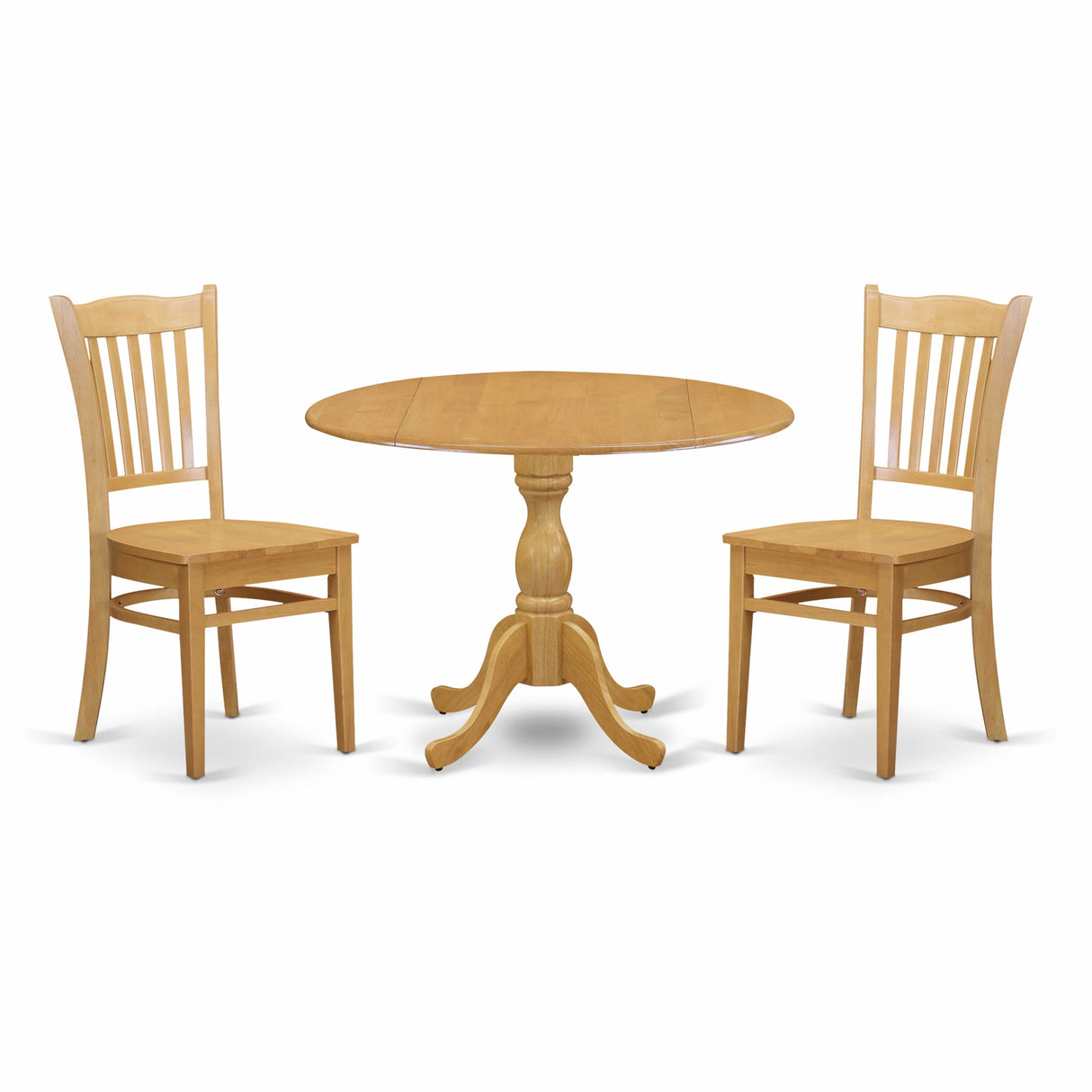 East West Furniture 3 Piece Kitchen Table Set Contains a Round Dining Room Table and 2 Dining Chairs,(Finish Options)