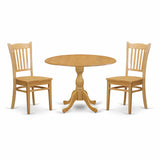 East West Furniture 3 Piece Kitchen Table Set Contains a Round Dining Room Table and 2 Dining Chairs,(Finish Options)