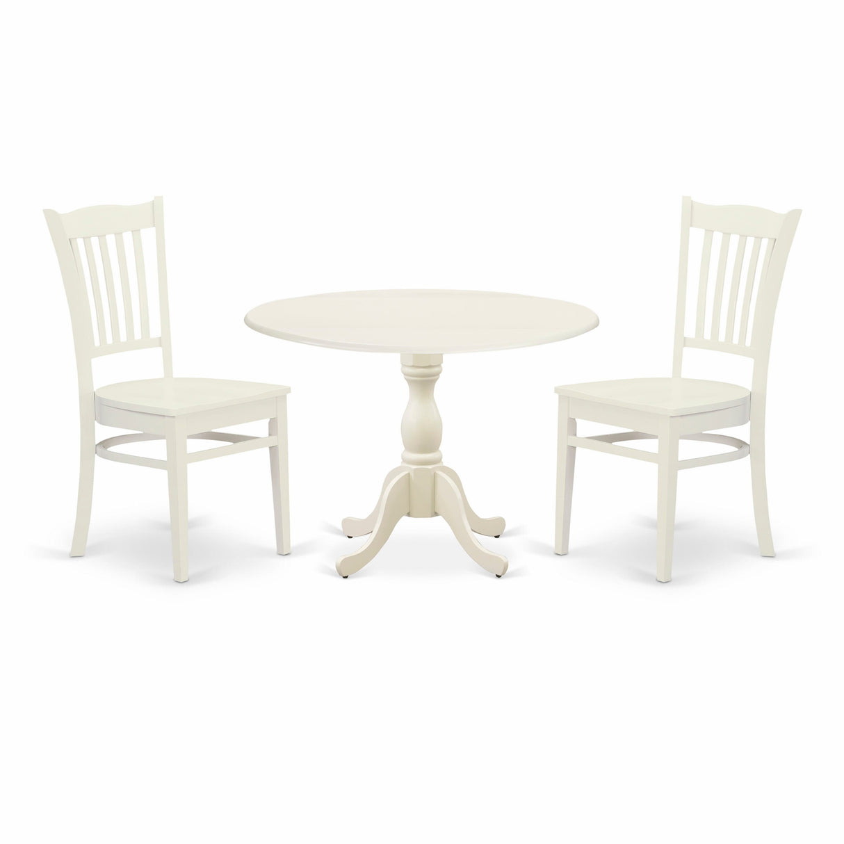 East West Furniture 3 Piece Kitchen Table Set Contains a Round Dining Room Table and 2 Dining Chairs,(Finish Options)