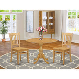 East West Furniture 3 Piece Kitchen Table Set Contains a Round Dining Room Table and 2 Dining Chairs,(Finish Options)
