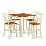 East West Furniture 5 Piece Counter Height Dining Table Set- a Square Table and 4 Dining Chairs, 36x36 Inch, Buttermilk & Cherry