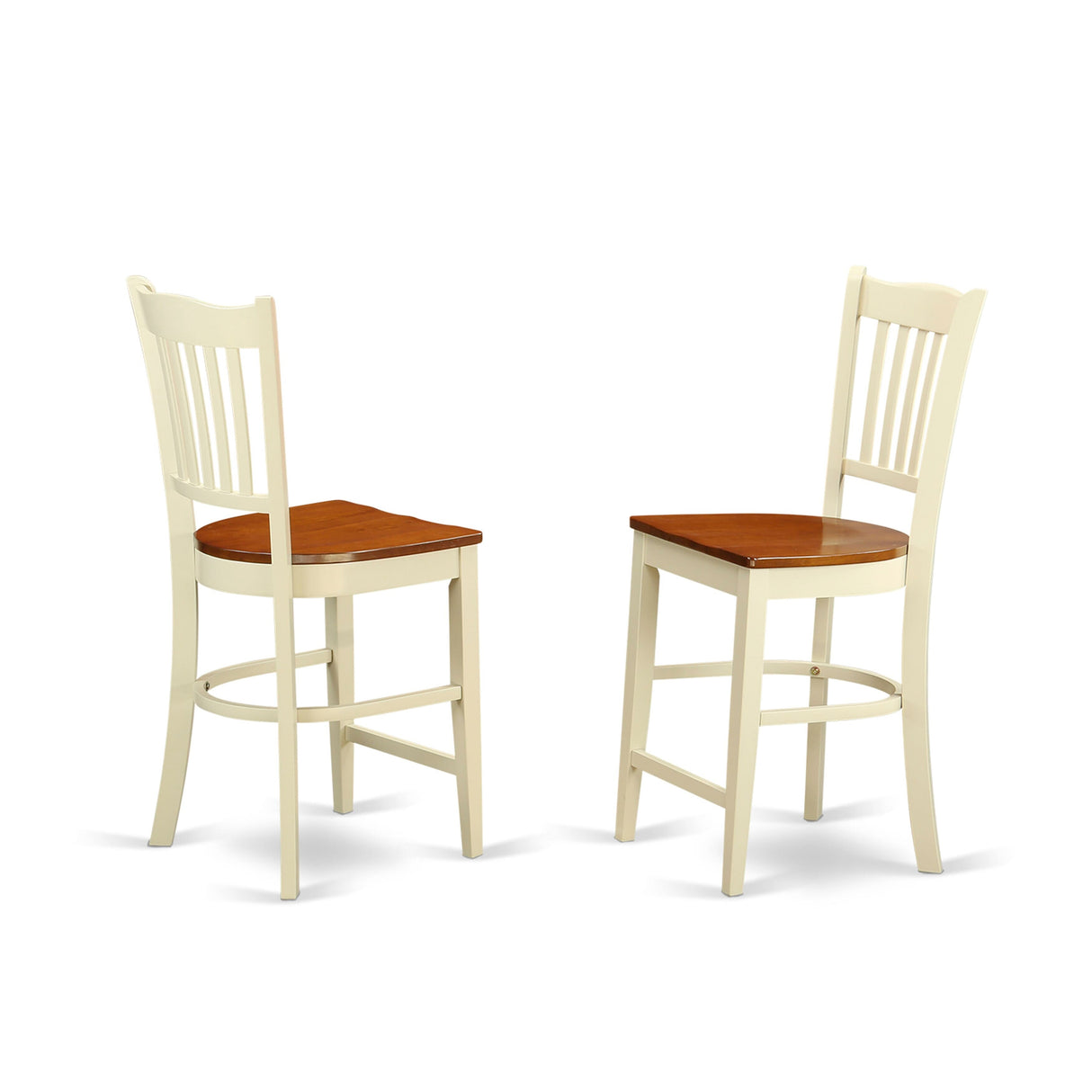 East West Furniture 5 Piece Counter Height Dining Table Set- a Square Table and 4 Dining Chairs, 36x36 Inch, Buttermilk & Cherry