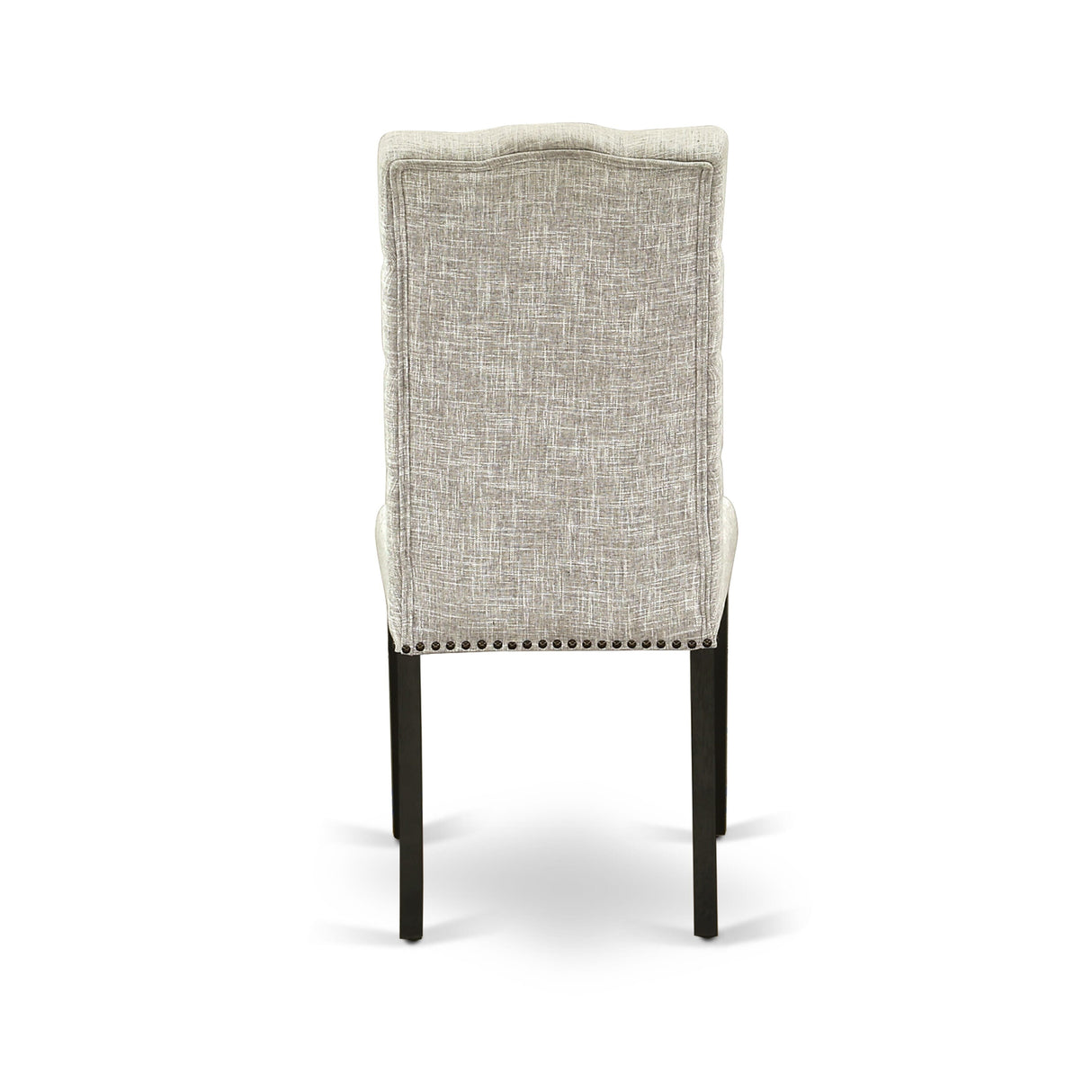 East West Furniture 5 Piece Dining Set- a Round Dining Table with Pedestal and 4 Linen Fabric Kitchen Chairs, (Finish Options)