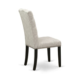 East West Furniture 5 Piece Dining Set- a Round Dining Table with Pedestal and 4 Linen Fabric Kitchen Chairs, (Finish Options)