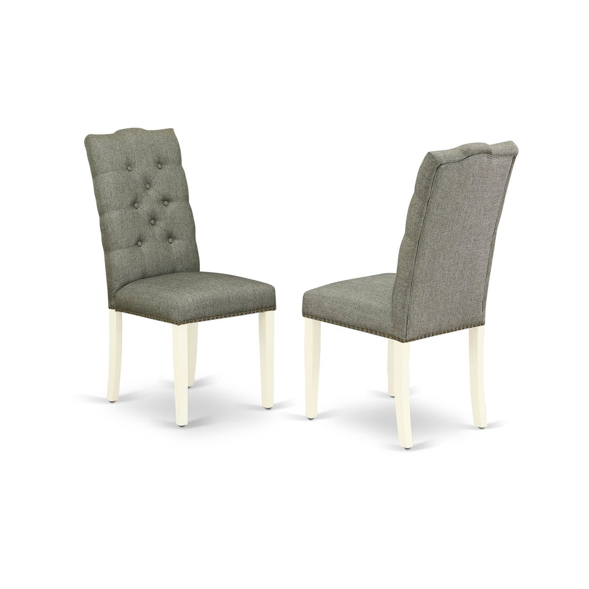 East West Furniture 5 Piece Dining Set- a Round Dining Table with Pedestal and 4 Linen Fabric Kitchen Chairs, (Finish Options)