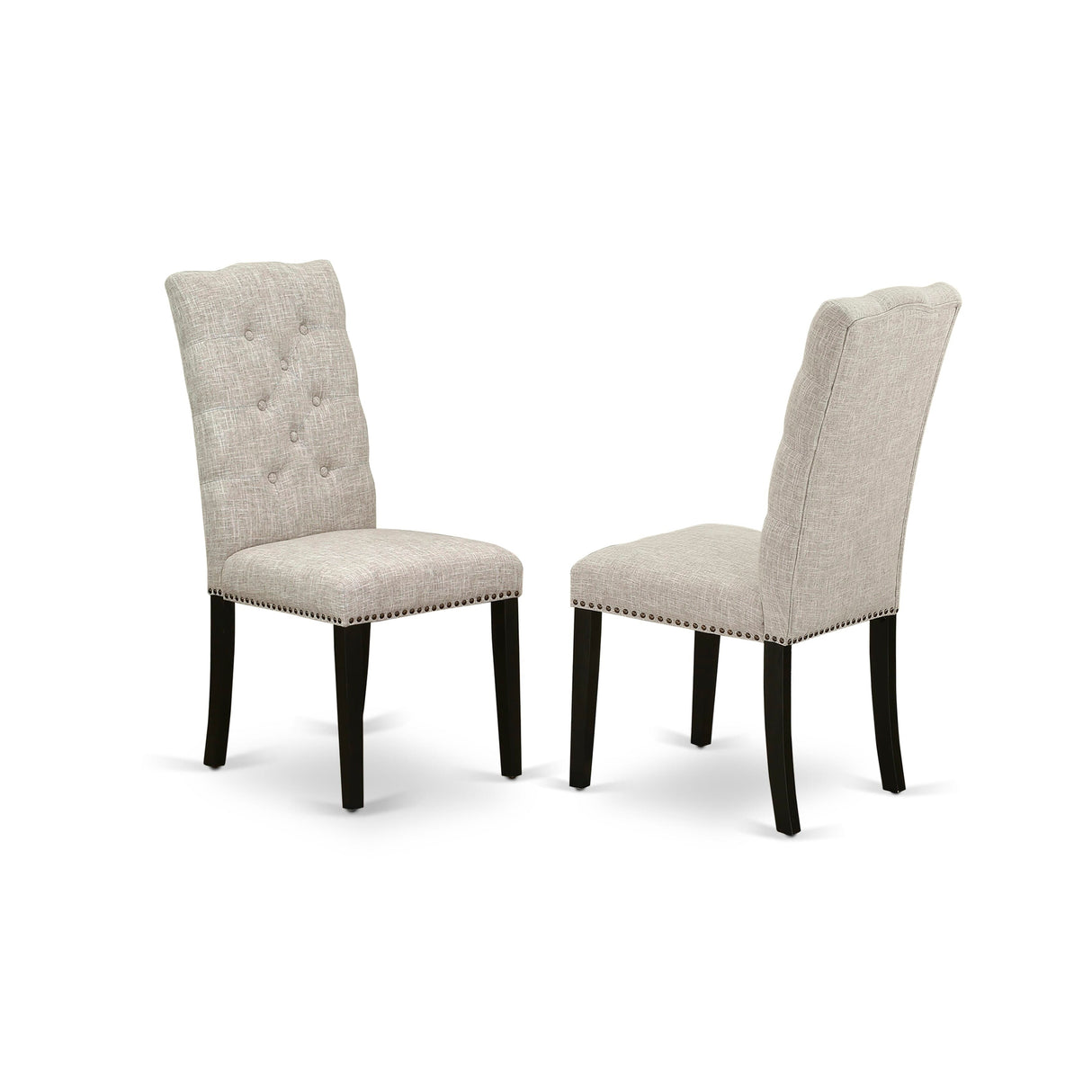 East West Furniture 5 Piece Dining Set- a Round Dining Table with Pedestal and 4 Linen Fabric Kitchen Chairs, (Finish Options)