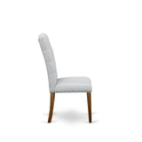East West Furniture 5 Piece Dining Set- a Round Dining Table with Pedestal and 4 Linen Fabric Kitchen Chairs, (Finish Options)