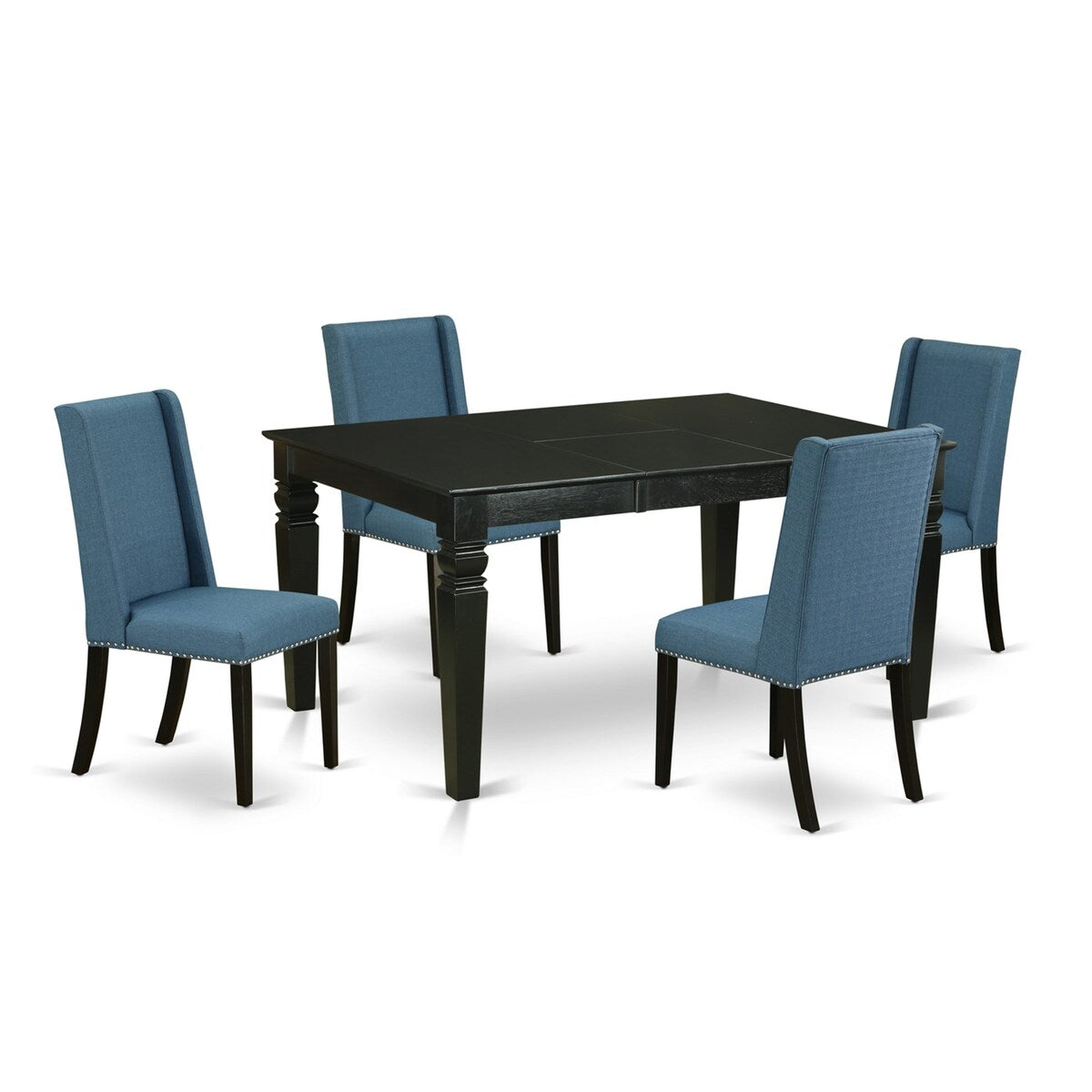 East West Furniture 5 Piece Dining Table Set- a Wooden Table and 4 Linen Fabric Parson Chairs(Finish Options)