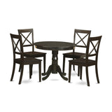 East West Furniture 5 Piece Kitchen Table Set- A Round Dining Room Table and Dining Chairs, Cappuccino (Seat Type Option)
