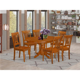 East West Furniture 7 Piece Dining Table Set- an Oval Dining Table with Butterfly Leaf and 6 Kitchen Chairs (Seat Type Options)