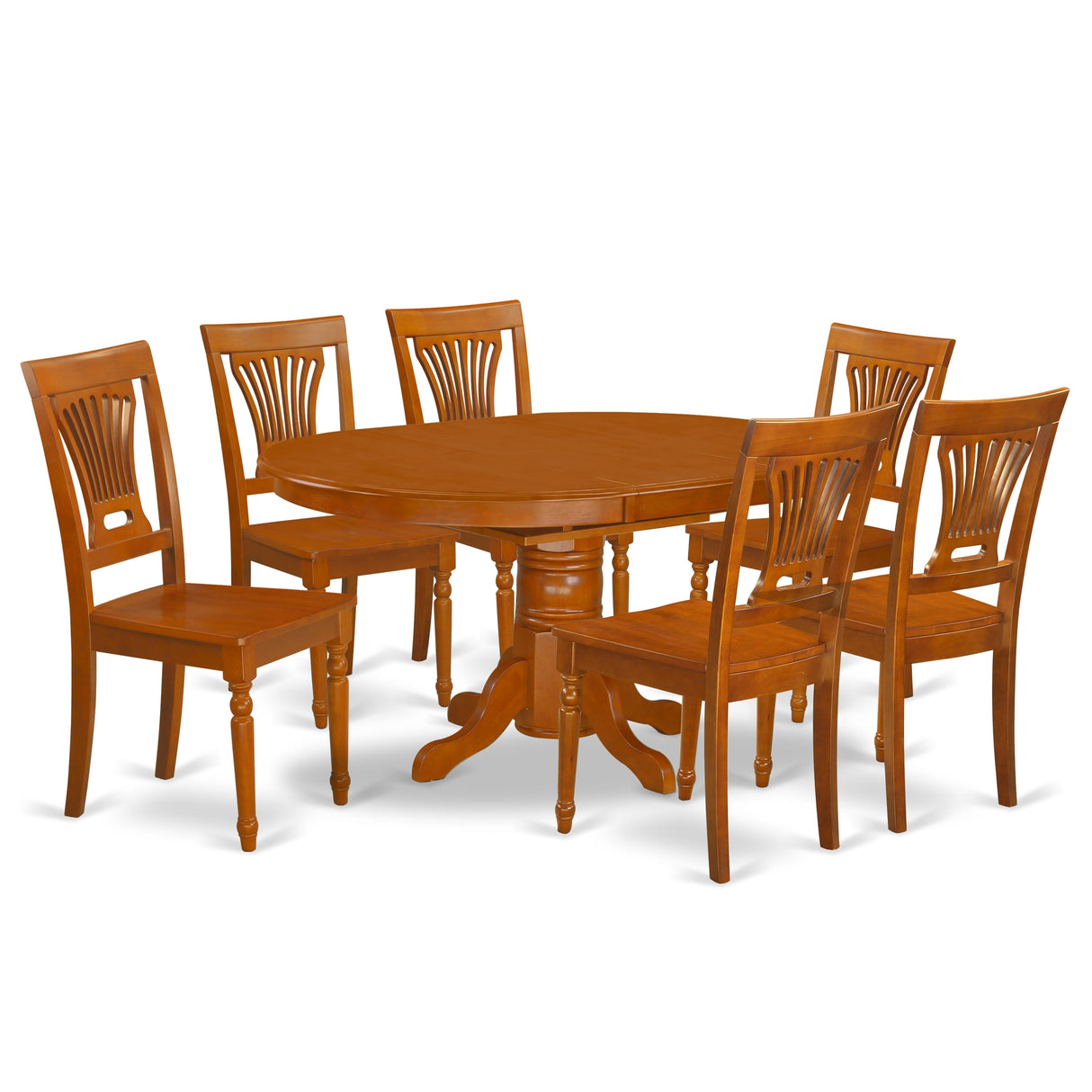 East West Furniture 7 Piece Dining Table Set- an Oval Dining Table with Butterfly Leaf and 6 Kitchen Chairs (Seat Type Options)