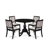 East West Furniture Dining Set Includes a Round Table and Stackable Kitchen Chairs, Black (Pieces & Seat Type Options)