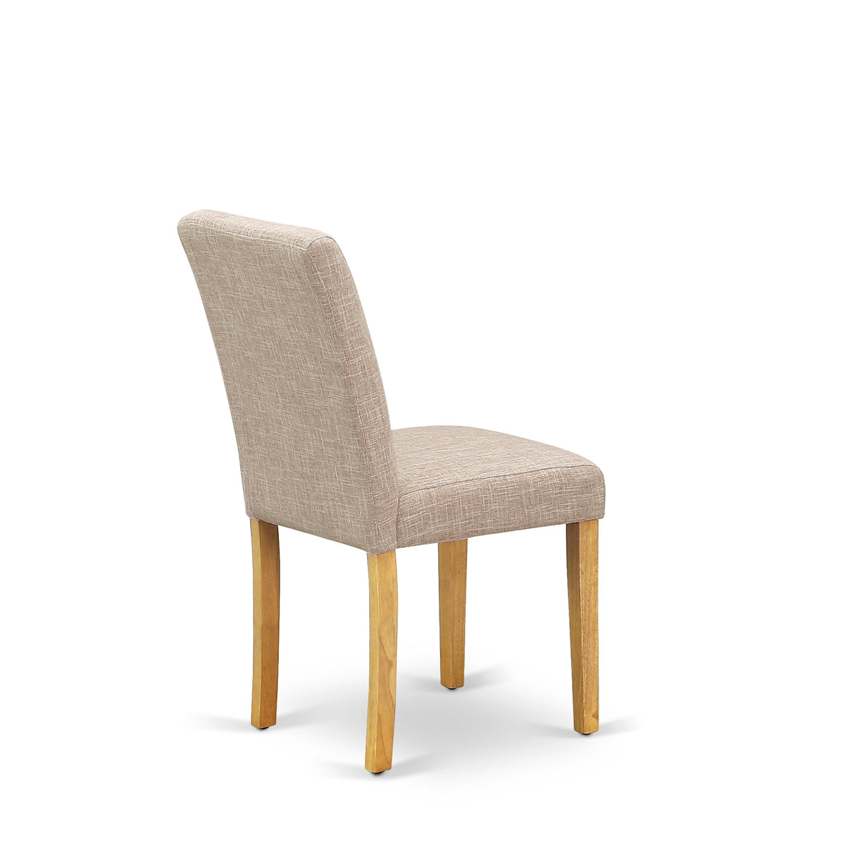 East West Furniture Dinette Set- a Round Dining Table and Light Tan Linen Fabric Dining Chairs, Oak (Pieces Options)