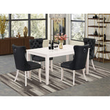 East West Furniture Dining Room Set Includes a Rectangle Dining Table and Upholstered Chairs, Linen White (Pieces Options)