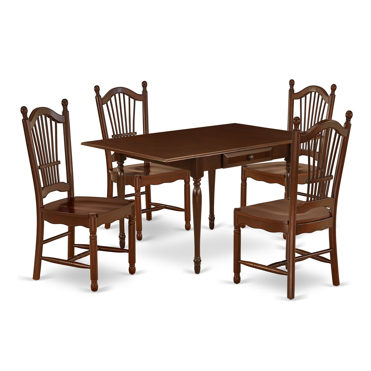 East West Furniture Dining Room Table Set Includes a Rectangle Kitchen Table with Dropleaf and Dining Chairs (Pieces Options)