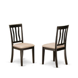 East West Furniture Dining Table Set- a Dinner Table and 6 Dining Room Chairs, Cappuccino (Seat Options)