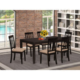 East West Furniture Dining Table Set- a Dinner Table and 6 Dining Room Chairs, Cappuccino (Seat Options)