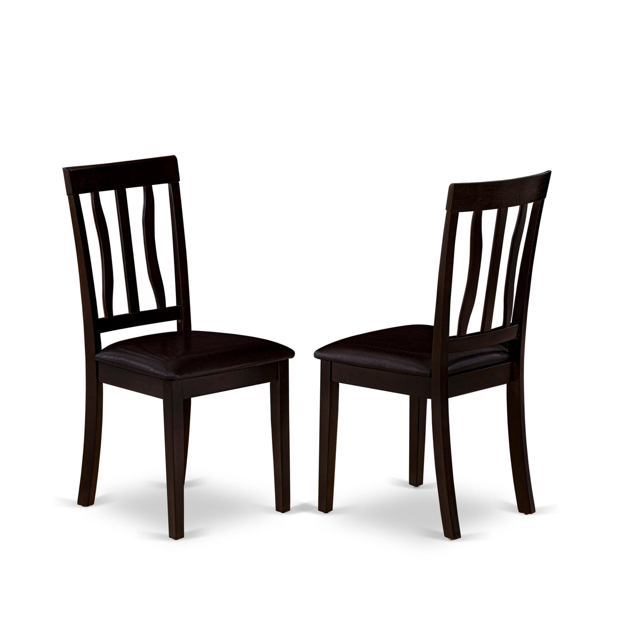 East West Furniture Dining Table Set- a Dinner Table and 6 Dining Room Chairs, Cappuccino (Seat Options)