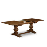 East West Furniture Dining Table Set- a Wooden Table and Light Beige Linen Fabric Chairs,(Pieces Options)