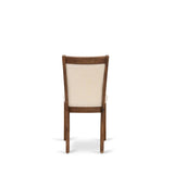 East West Furniture Dining Table Set- a Wooden Table and Light Beige Linen Fabric Chairs,(Pieces Options)