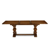 East West Furniture Dining Table Set- a Wooden Table and Light Beige Linen Fabric Chairs,(Pieces Options)