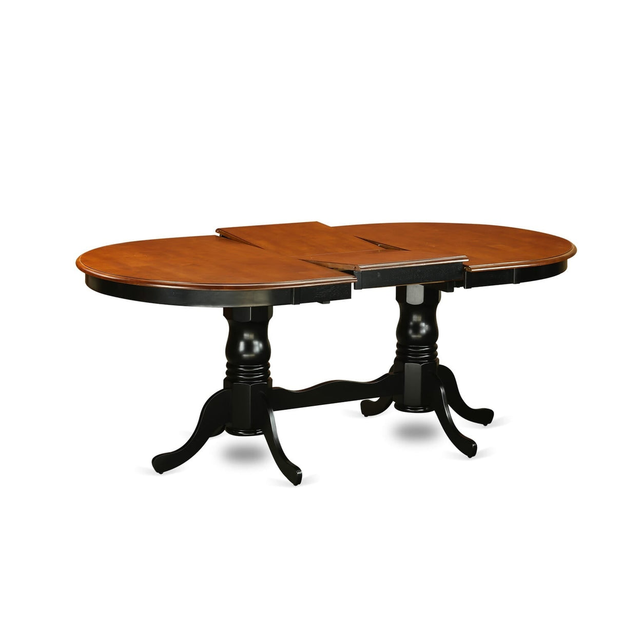 East West Furniture Dining Table Set Consist of an Oval Kitchen Table with Butterfly Leaf and Dining Chairs, Black & Cherry