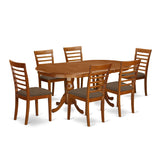 East West Furniture Dining Table Set Consist of an Oval Table with Butterfly Leaf and Dining Chairs (Chair Seat Type Options)
