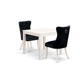 East West Furniture Dining Table Set Includes a Square Kitchen Table and Padded Parson Chairs, Linen White (Pieces Options)