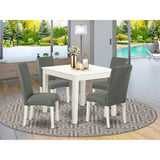 East West Furniture Dining Table Set Includes a Square Wooden Table and Dining Chairs (Pieces Options)