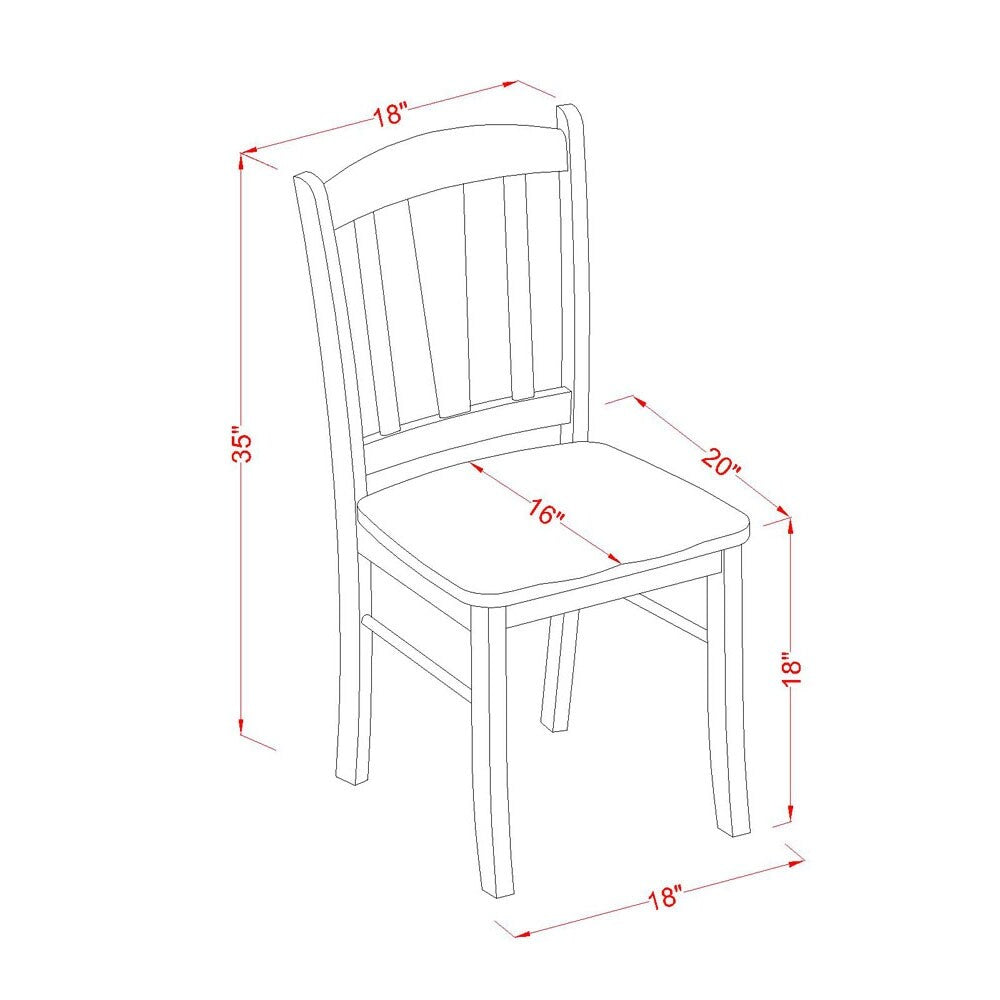 East West Furniture Dublin Kitchen Dining Chairs - Slat Back Wood Seat Chairs, Set of 2, (Finish Options)
