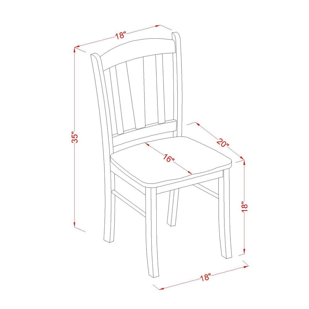 East West Furniture Dublin Kitchen Dining Chairs - Slat Back Wood Seat Chairs, Set of 2, (Finish Options)