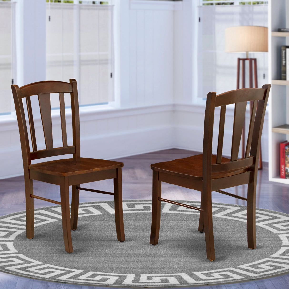 East West Furniture Dublin Kitchen Dining Chairs - Slat Back Wood Seat Chairs, Set of 2, (Finish Options)
