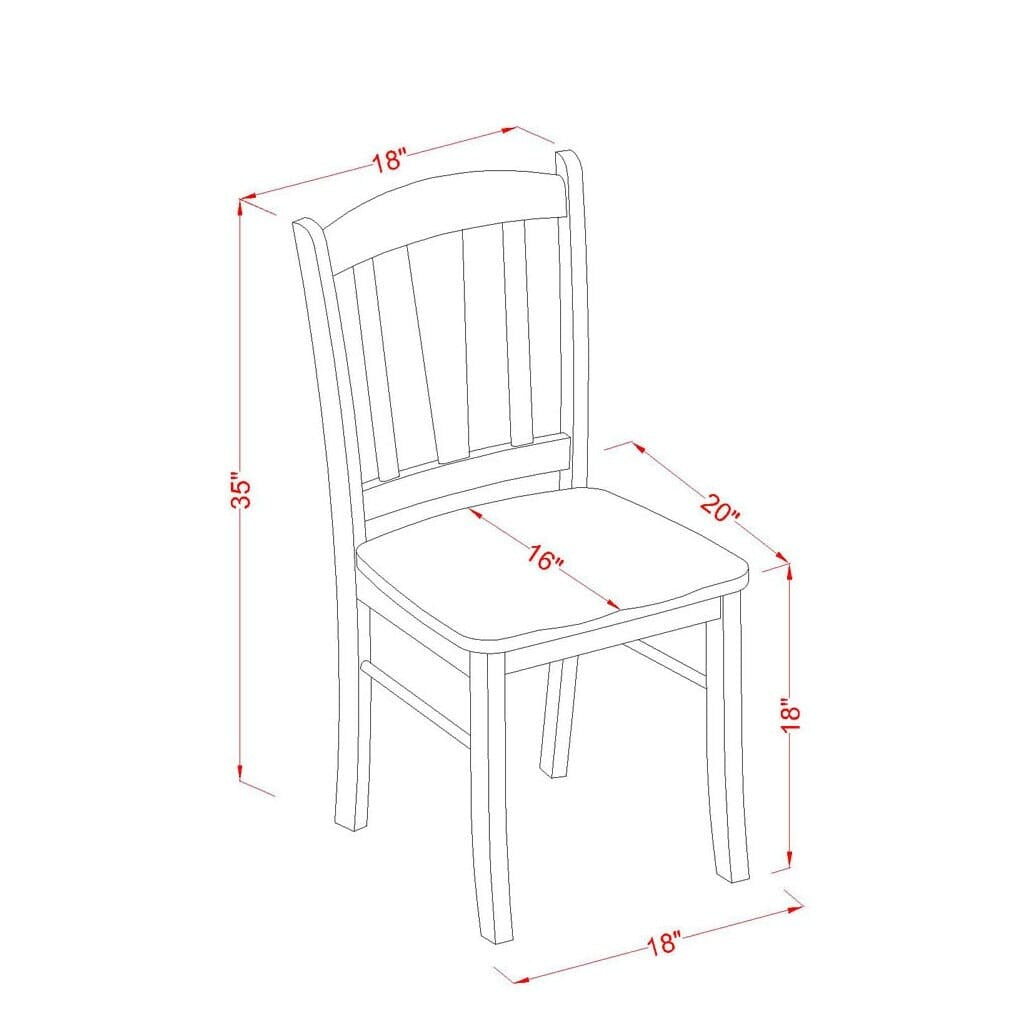 East West Furniture Dublin Kitchen Dining Chairs - Slat Back Wood Seat Chairs, Set of 2, (Finish Options)