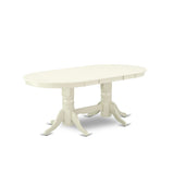 East West Furniture Kitchen Table Set- an Oval Dining Table and Dining Chairs, Linen White(Pieces Options)