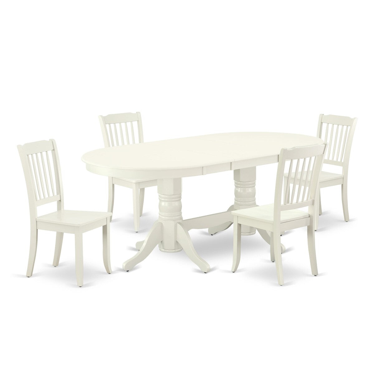 East West Furniture Kitchen Table Set- an Oval Dining Table and Dining Chairs, Linen White(Pieces Options)