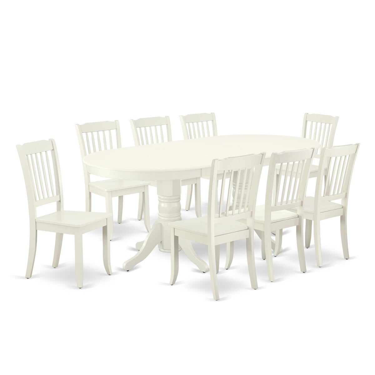 East West Furniture Kitchen Table Set- an Oval Dining Table and Dining Chairs, Linen White(Pieces Options)