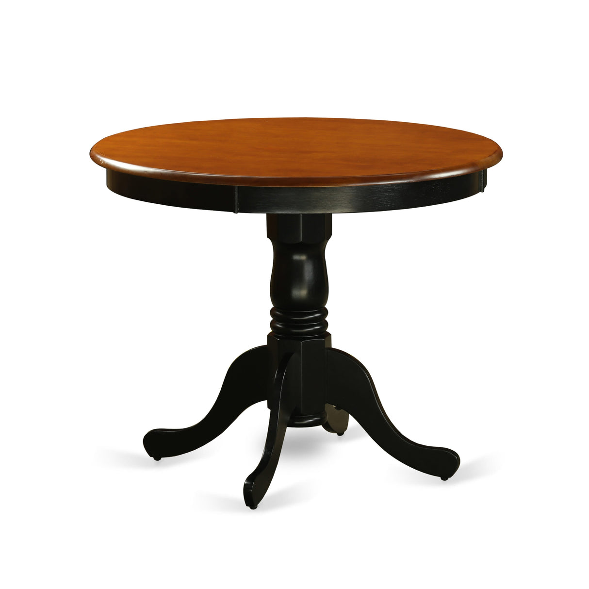 East West Furniture Kitchen Table Set Contains a Round Dining Room Table and 2 Kitchen Chairs, Black & Cherry (Seat Options)