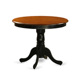 East West Furniture Kitchen Table Set Contains a Round Dining Room Table and 2 Kitchen Chairs, Black & Cherry (Seat Options)