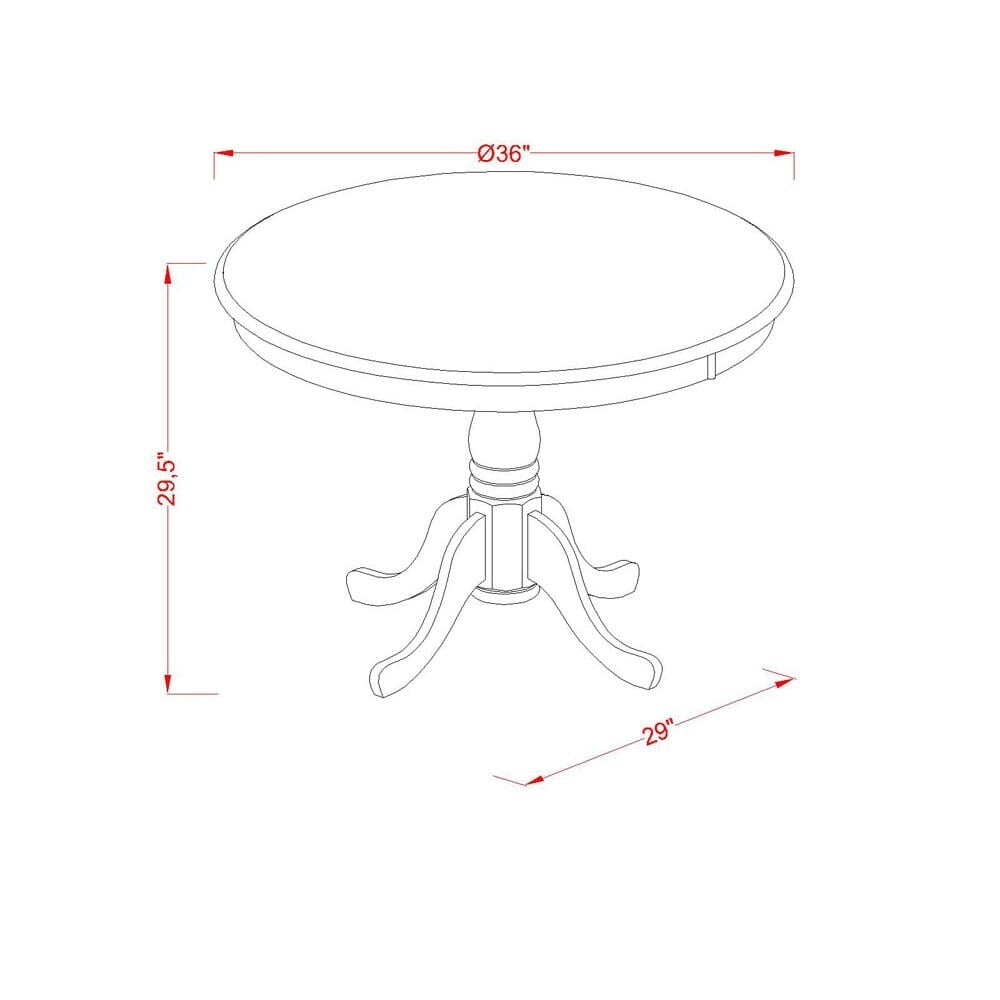East West Furniture Kitchen Table Set Contains a Round Dining Room Table and 2 Kitchen Chairs, Black & Cherry (Seat Options)