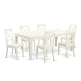 East West Furniture Modern Table Set- A Rectangle Wooden Table and Kitchen Dining Chairs, Linen White- (Pieces Options)