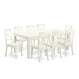 East West Furniture Modern Table Set- A Rectangle Wooden Table and Kitchen Dining Chairs, Linen White- (Pieces Options)