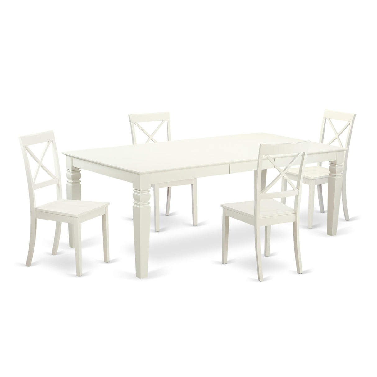 East West Furniture Modern Table Set- A Rectangle Wooden Table and Kitchen Dining Chairs, Linen White- (Pieces Options)